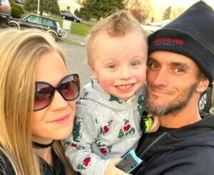 Becca Austin, her son, and her fiancé. 