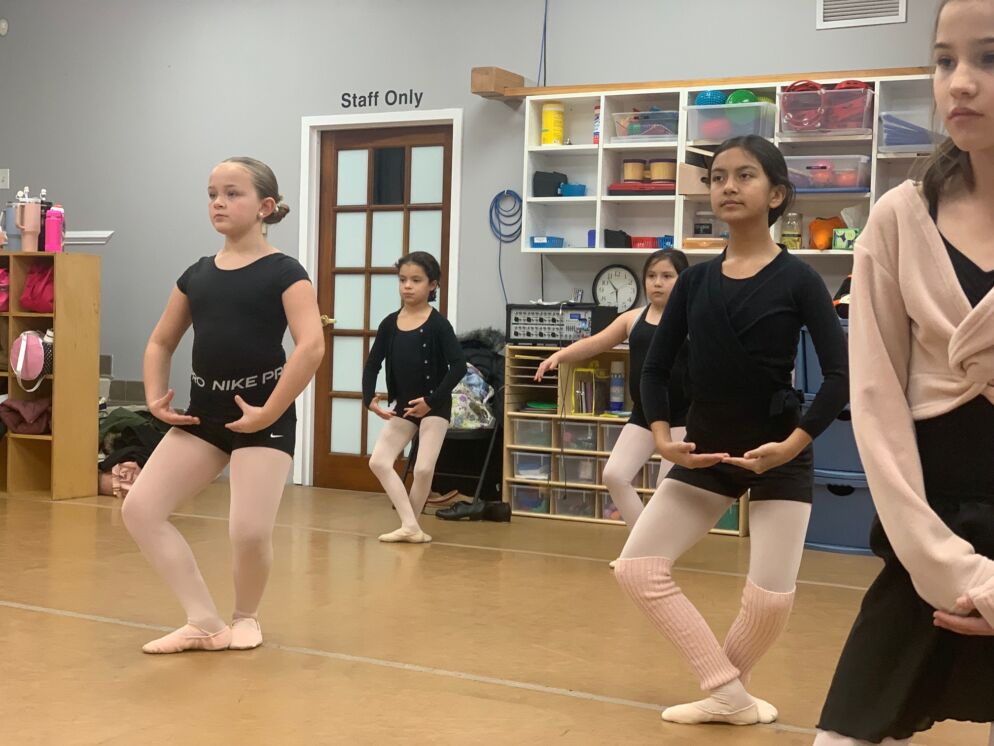 Girls doing ballet practice