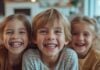 Portrait of happy siblings at home