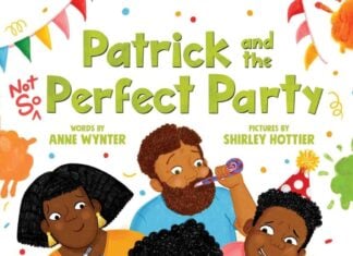 Time To Party: 8 Fantastically Festive Books for Kids A mother holds a plate of fish, while a father holds a noisemaker and a child holds a plate of sweets; in the forefront, a child wearing glasses holds a sign that says "You're invited" on this illustrated cover for "Patrick and the Perfect Party" by Anne Wynter