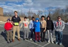 Kids standing outside a building